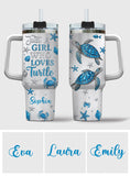 Just A Girl Who Loves Turtle - Personalized Turtle Tumbler With Handle