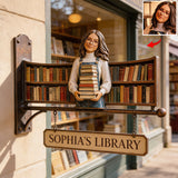 Custom Any Photo Book Lovers Bookstore/Library - Personalized Book Wooden Wall Mount Sign