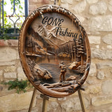 Gone Fishing - Personalized Fishing Round Wood Sign