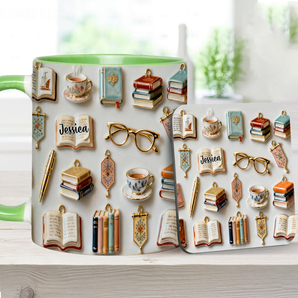 Just A Girl Who Loves Books - Personalized Book Accent Mug & Coaster
