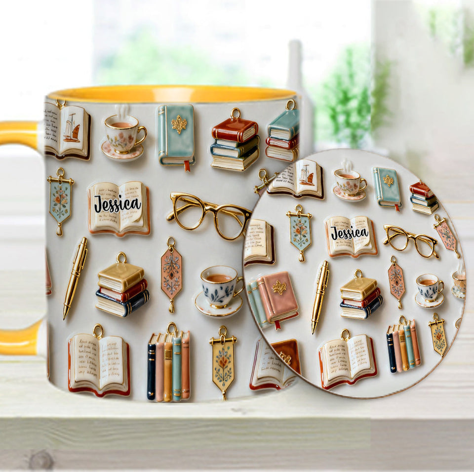 Just A Girl Who Loves Books - Personalized Book Accent Mug & Coaster