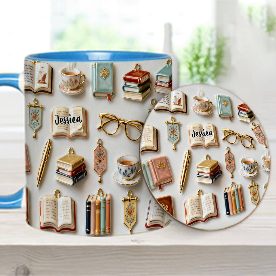 Just A Girl Who Loves Books - Personalized Book Accent Mug & Coaster