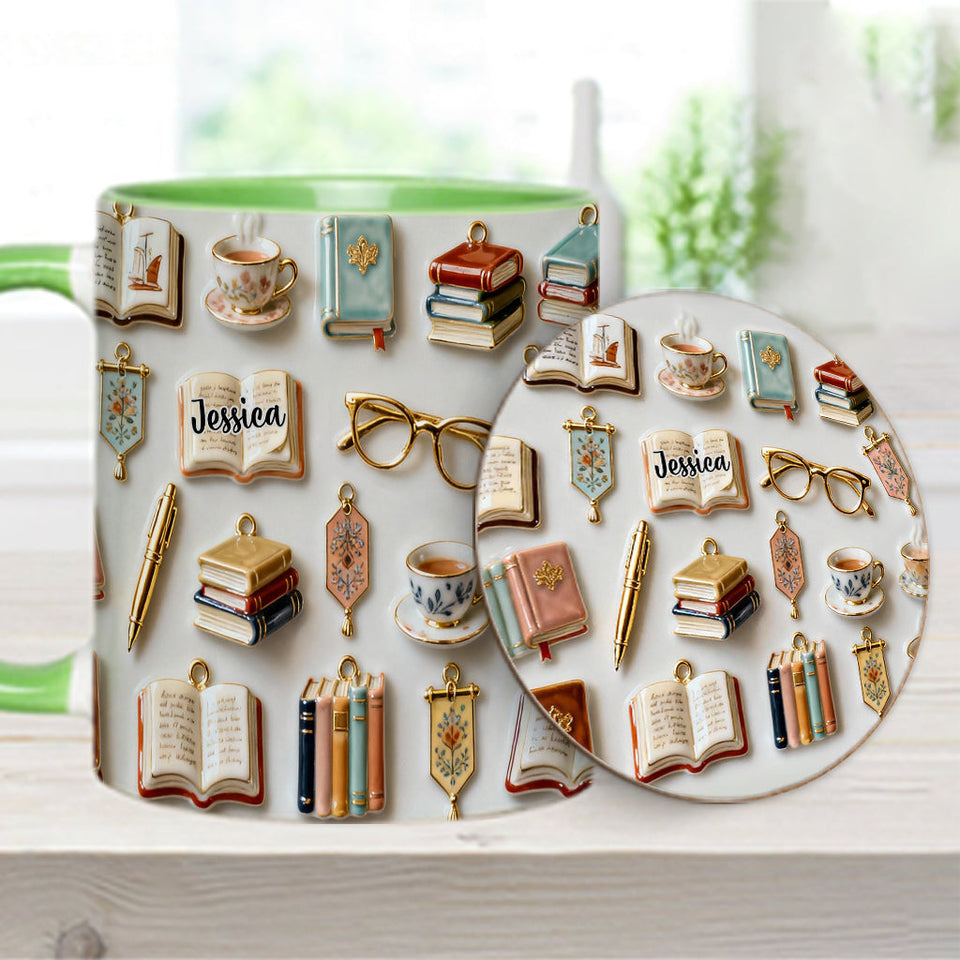 Just A Girl Who Loves Books - Personalized Book Accent Mug & Coaster