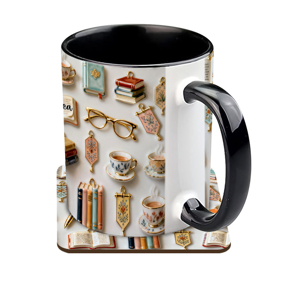 Just A Girl Who Loves Books - Personalized Book Accent Mug & Coaster
