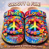 Love Hippie Style, Peace Love Hippie - Personalized Hippie Clogs With Arch Support