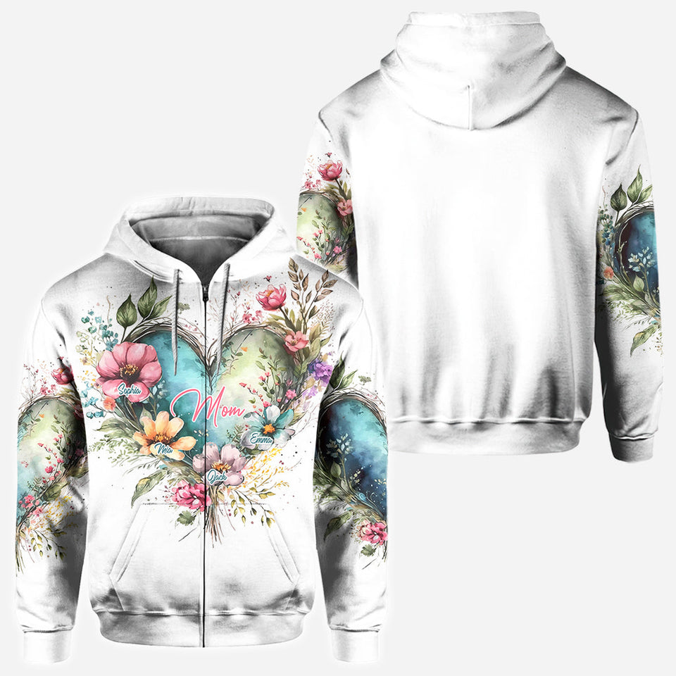 Mom's Grandma's Flowers - Personalized Mother All Over Shirt