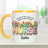Nursing Is A Work Of Heart - Personalized Nurse Accent Mug