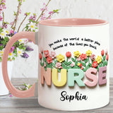 Nursing Is A Work Of Heart - Personalized Nurse Accent Mug
