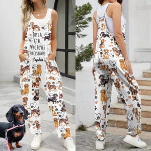 Just A Girl Who Loves Dachshund - Personalized Dachshund Loose-Fit Overalls/ Rompers