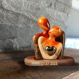 Elegant Couple Statue with Heart Inlay - Personalized Couple Custom Shaped Wood Plaque