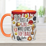 Just A Girl Who Loves Softball - Personalized Softball Accent Mug