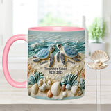 Couple Turtle - Personalized Turtle Set Accent Mug with Acrylic Stirrers
