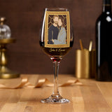 Custom One Line Art From Photo, Hand Painted Stained Glass Style - Personalized Couple Wine Glass With Long Stem