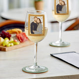 Custom One Line Art From Photo, Hand Painted Stained Glass Style - Personalized Couple Wine Glass With Long Stem