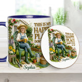 Garden Is My Happy Place - Personalized Gardening Accent Mug & Coaster