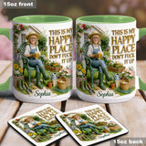 Garden Is My Happy Place - Personalized Gardening Accent Mug & Coaster