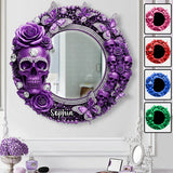 Beautiful Skull With Roses - Personalized Skull Wall Hanging Mirror