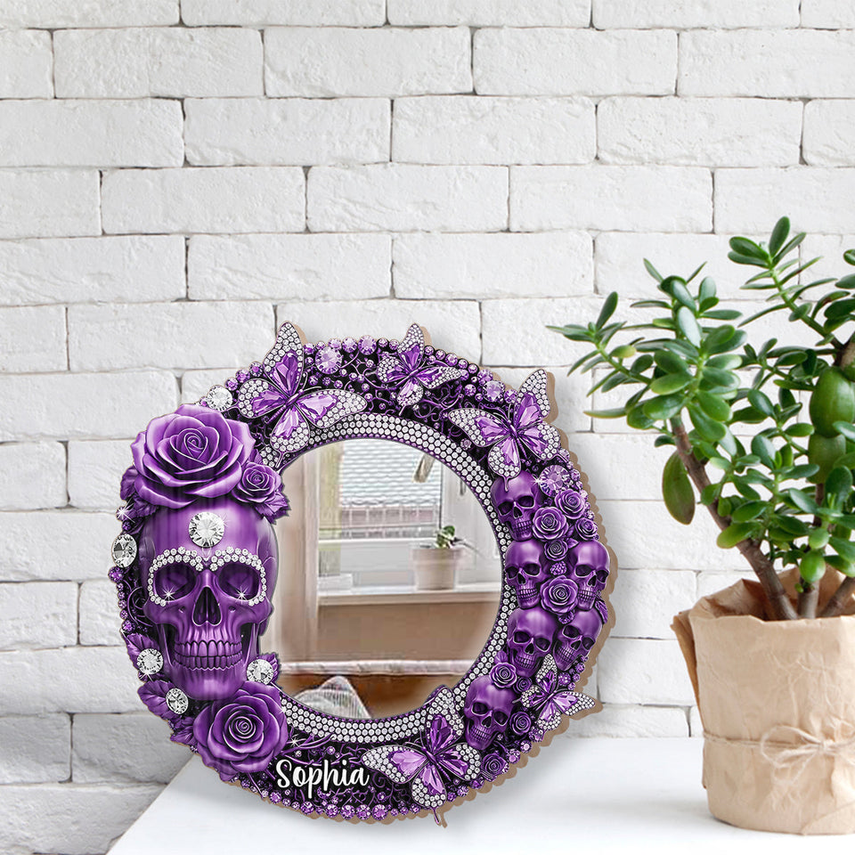 Beautiful Skull With Roses - Personalized Skull Wall Hanging Mirror