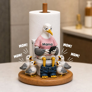 Mom Dad Funny Seagulls - Personalized Father Paper Towel Stand