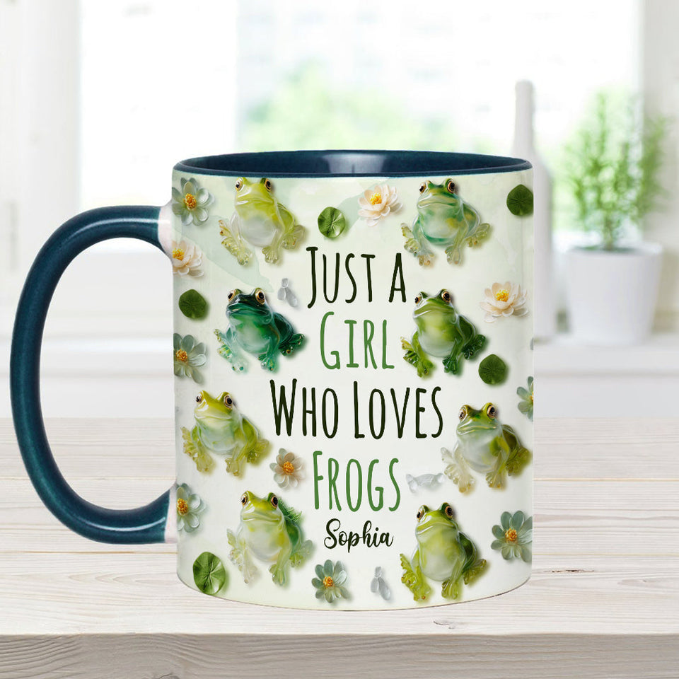 Just A Girl Who Loves Frogs - Personalized Frog Accent Mug