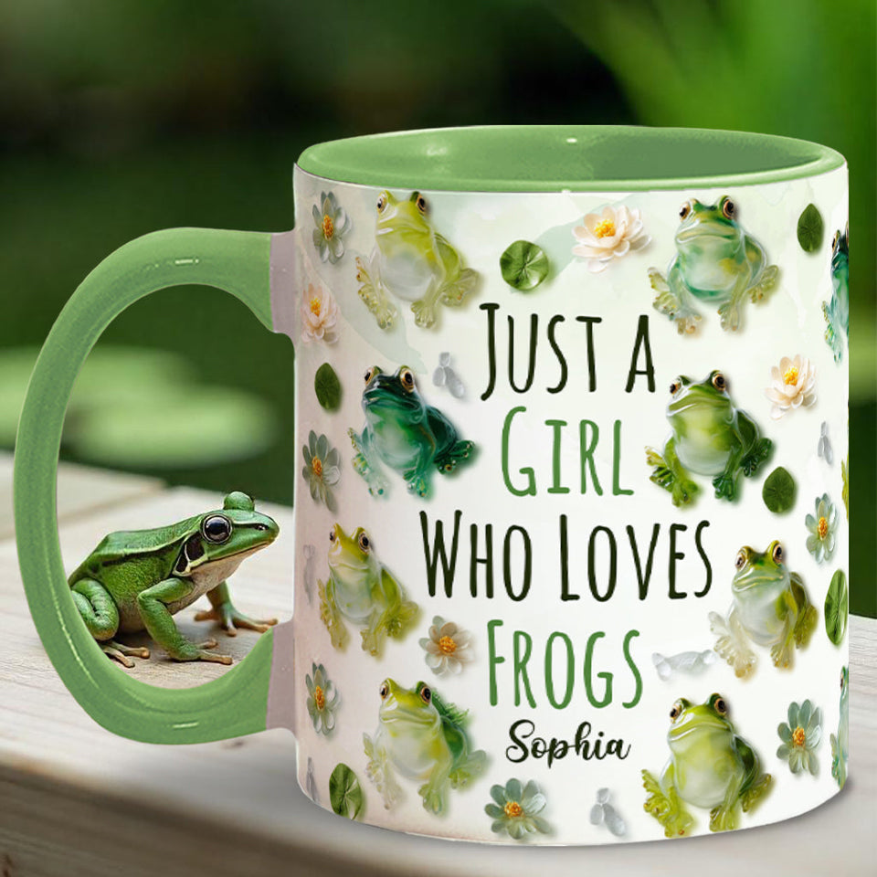 Just A Girl Who Loves Frogs - Personalized Frog Accent Mug