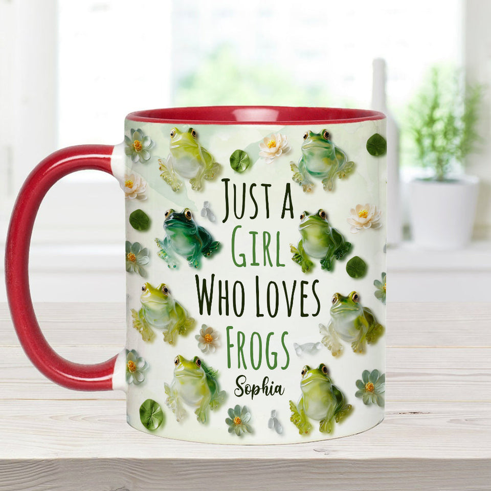 Just A Girl Who Loves Frogs - Personalized Frog Accent Mug