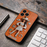 Cowgirl Spirit - Personalized Cowgirl 3D Embossed Leather Phone Case