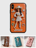 Cowgirl Spirit - Personalized Cowgirl 3D Embossed Leather Phone Case
