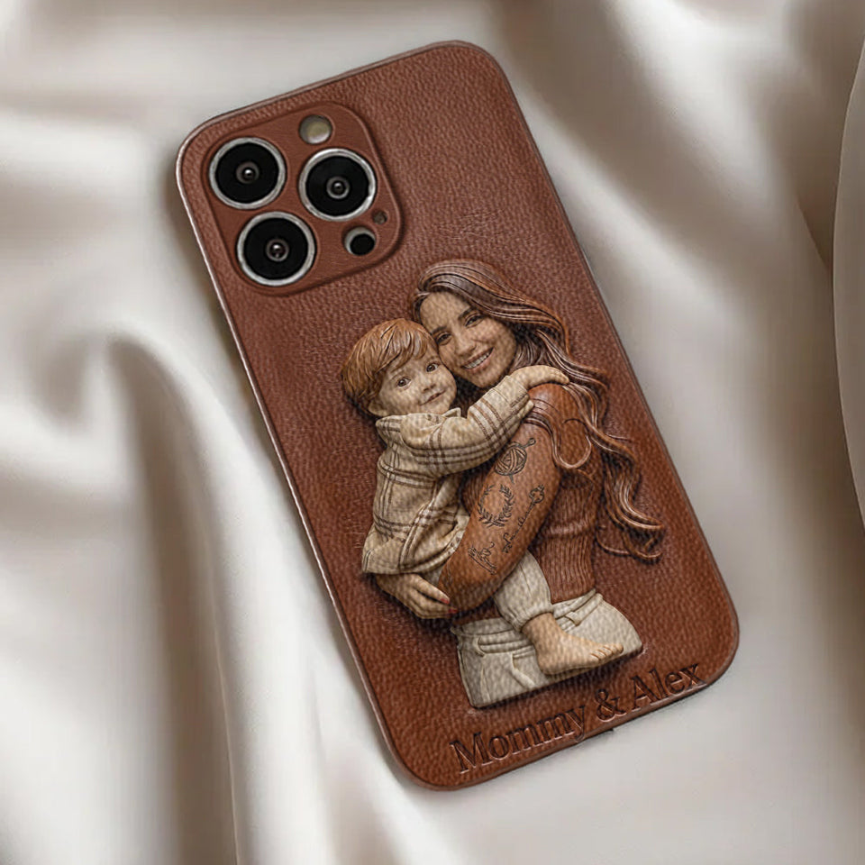 Custom Any Photo Gift For Mom, Grandma - Personalized Mother Leather Phone Case