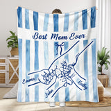 Best Mom Ever Hands Holding Retro Pastel Stripes - Personalized Mother Blanket