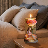 Custom From Photo And Flower - Personalized Self Love Custom Shape Wooden Candle Holder