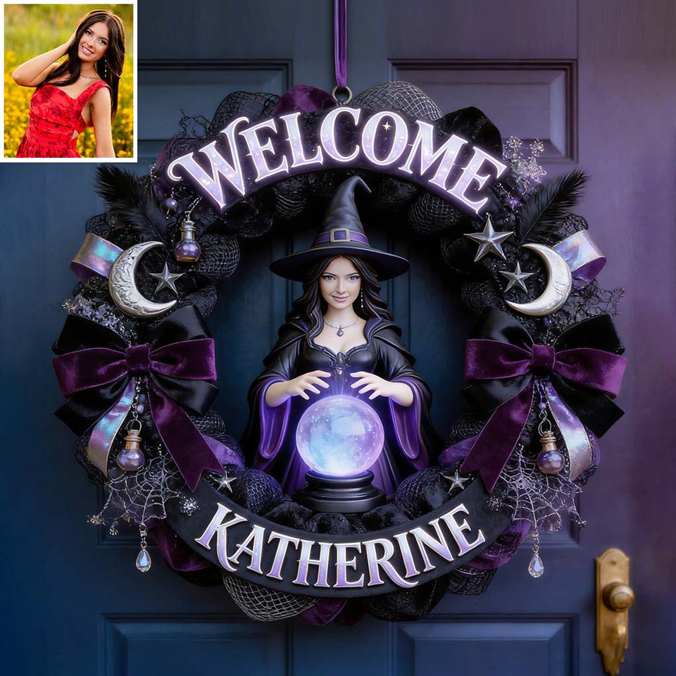 Any Photo Welcome Witches - Personalized Witch Custom Shaped Wood Sign
