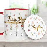 First Mom Now Grandma - Personalized Grandma Accent Mug & Coaster