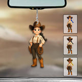 Cute Chibi Cowgirl - Personalized Cowgirl Car Ornament