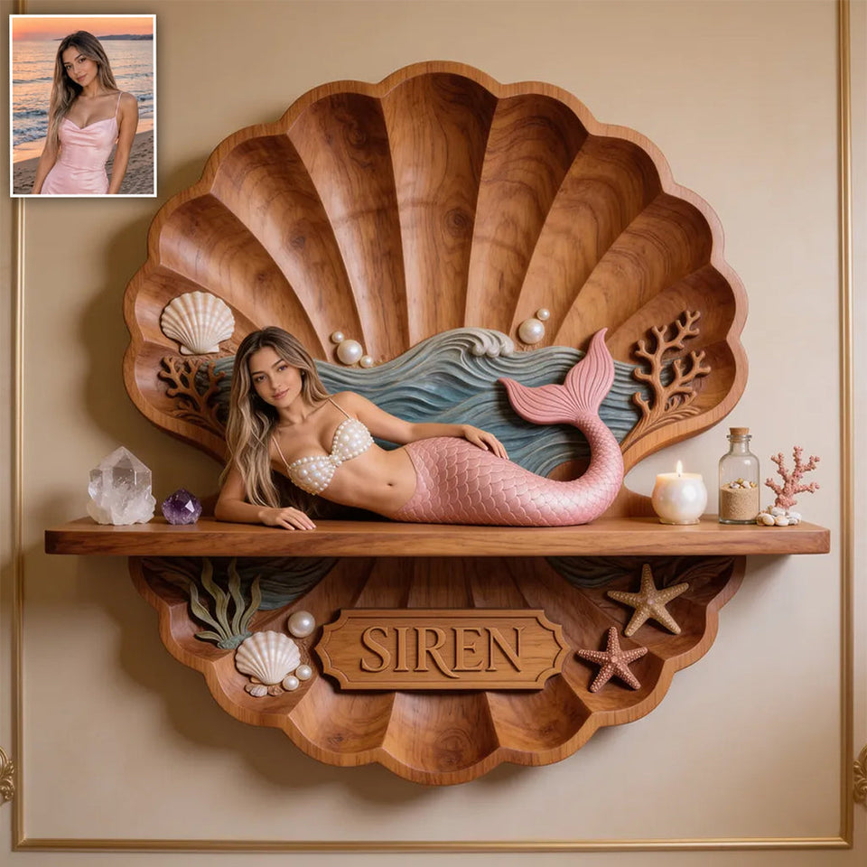 Mermaid Soul - Personalized Mermaid Wooden Floating Shelf