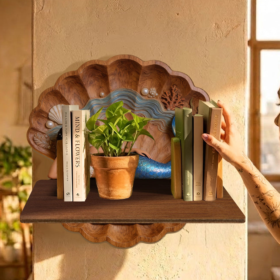Mermaid Soul - Personalized Mermaid Wooden Floating Shelf