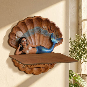 Mermaid Soul - Personalized Mermaid Wooden Floating Shelf