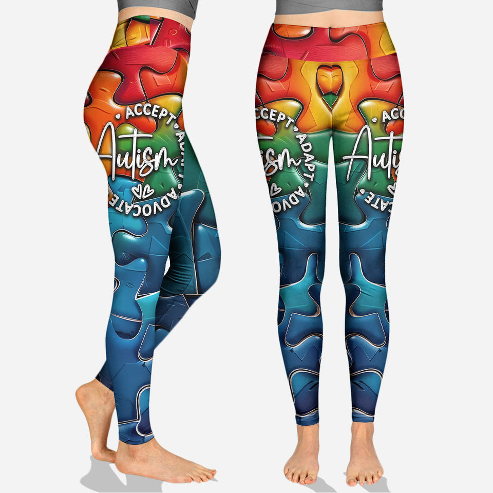 Défenseur de l'autisme Accept Adapt - Sweat à capuche et leggings personnalisés pour la sensibilisation à l'autisme