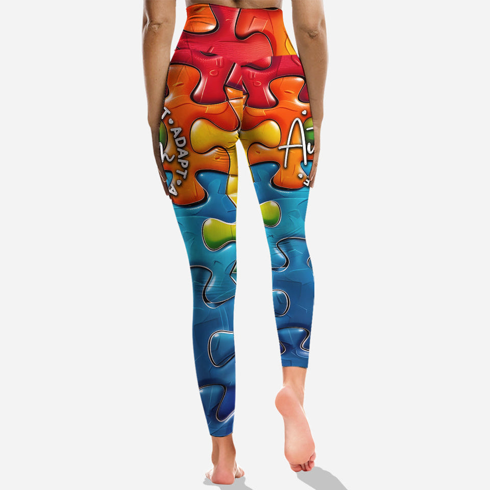 Défenseur de l'autisme Accept Adapt - Sweat à capuche et leggings personnalisés pour la sensibilisation à l'autisme