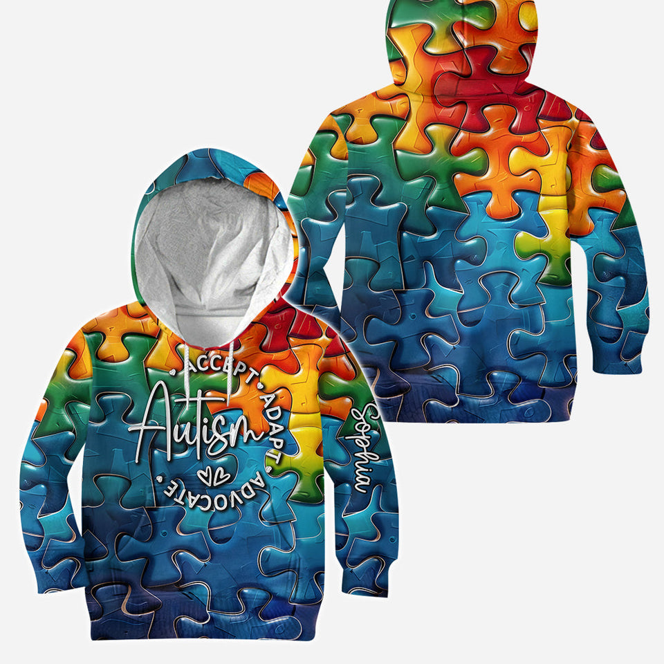Défenseur de l'autisme Accept Adapt - Sweat à capuche et leggings personnalisés pour la sensibilisation à l'autisme