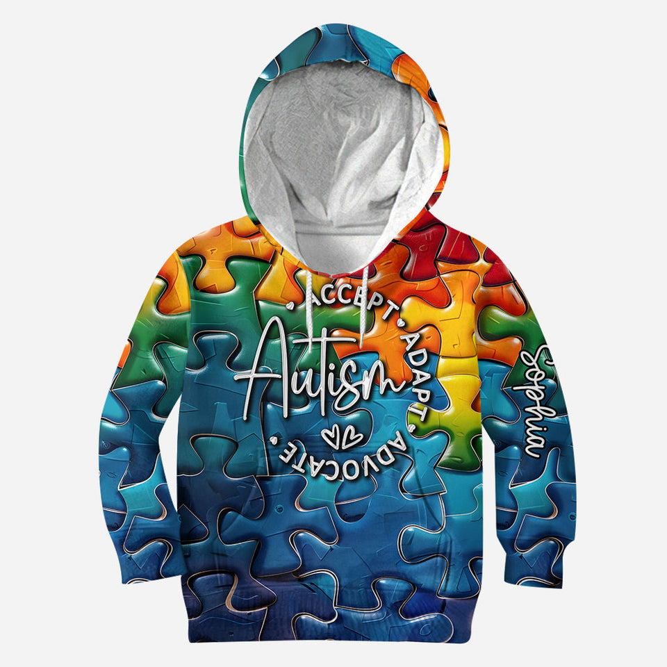 Défenseur de l'autisme Accept Adapt - Sweat à capuche et leggings personnalisés pour la sensibilisation à l'autisme