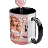 Love Make Up, Make Up Artist - Personalized Makeup Set Accent Mug with Acrylic Stirrers