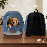 Any Photo Personalized Denim Dog Backpack - Personalized Dog Changeable Leather Patch Backpack