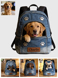 Any Photo Personalized Denim Dog Backpack - Personalized Dog Changeable Leather Patch Backpack