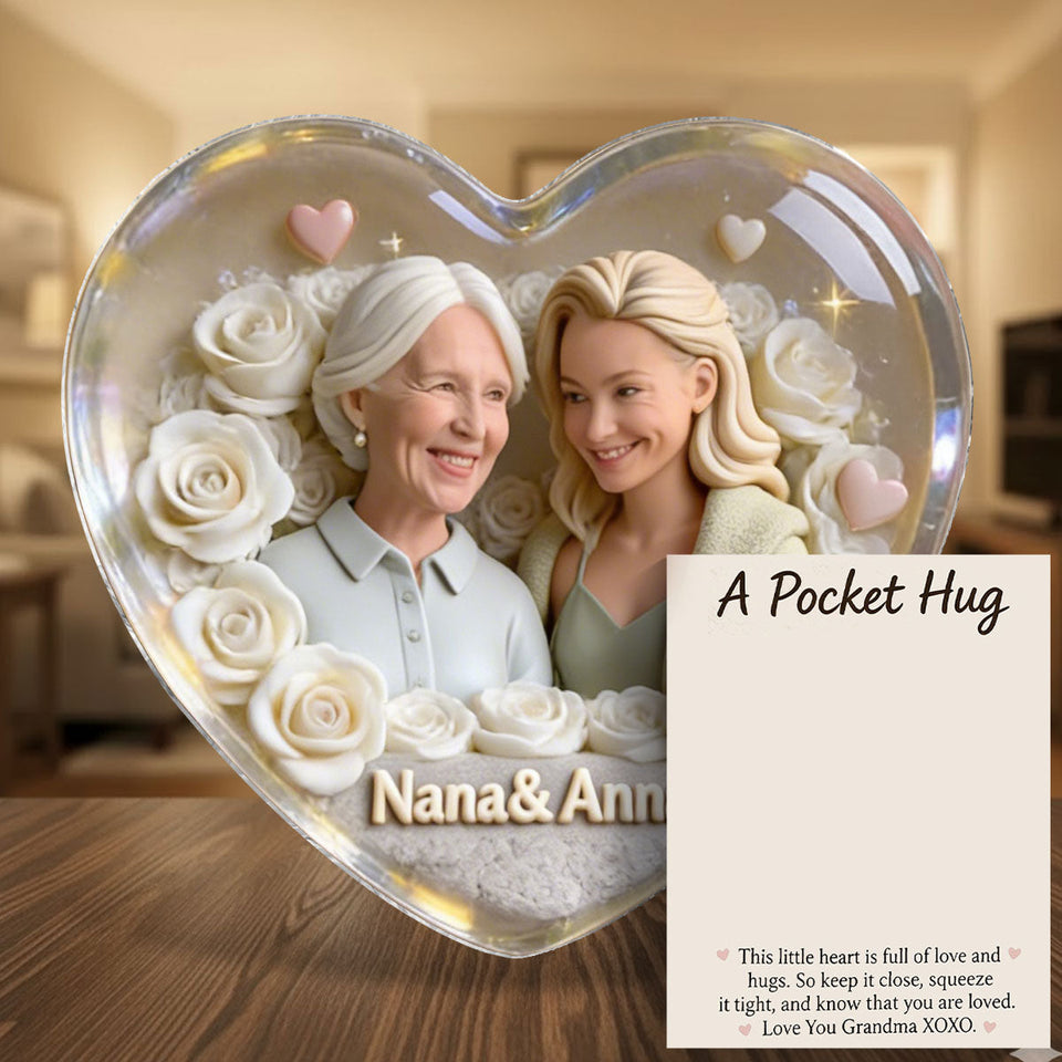Mother Keepsake Gift, Custom From Any Photo, Birthmonth Flower - Personalized Mother Pocket Hug Card