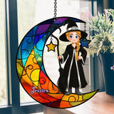 Beautiful Witch And Moon - Personalized Witch Window Hanging Suncatcher Ornament