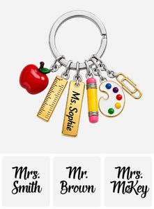 Teach With Love - Personalized Teacher Premium Keychain With Charms