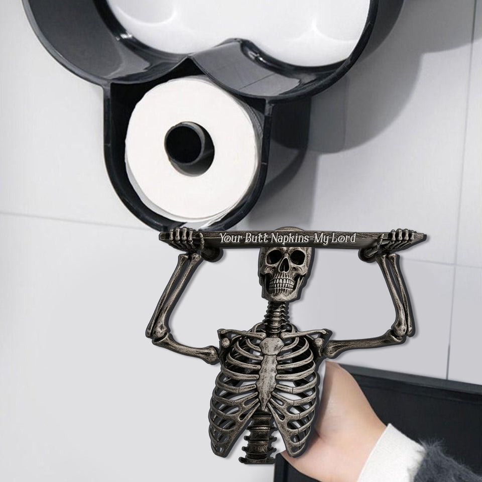 Funny Bathroom Decor - Your But* Napkins My Lord - Personalized Skull Toilet Paper Holder Rack