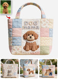 Dog Mama Gift Idea, Dog Lover Gift - Personalized Dog Quilted Tote Bag