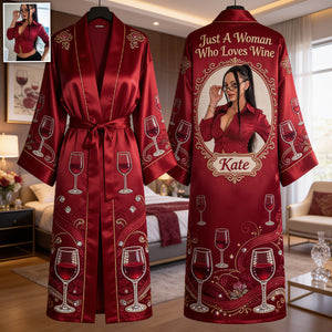 Wine Is My Therapy - Personalized Wine Satin Robe